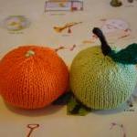 Knitted Orange Baby Rattle
