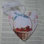 Wooden Heart With Strawberry Basket Design